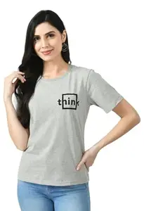 Women's Regular Fit Round Neck Cotton Printed T-Shirt (S)