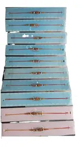 Bundle of 10 count of rakhis. Om Symbol Rakhi with Golden Beads, Traditional Thread Bracelet for Raksha Bandhan
