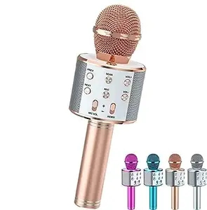 MAYNE DealsTrade Handheld Wireless Singing Mike Multi-function Bluetooth Karaoke Mic with Microphone Speaker For All Smart Phones Multicolour.