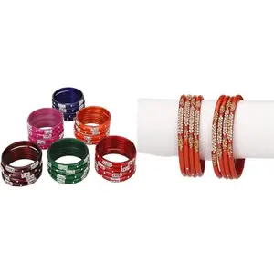 Somil Combo Bangles Set For Women & Girls | Multi-Color Chudi | Wedding, Festival, Daily & Occasion Use, Pack Of 32, Multicolor, Red -A227
