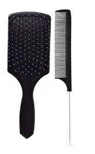 shrajs Hair Brush- Square Paddle Hair Brushes for Women Men and Kids Make Thin Long Curly Hair Health and Massage Scalp Brush and Detangler Tail Comb Hair Brush Set (multicolor)