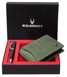 WildHorn Green Hunter Leather Men's Wallet & Pen Combo Set (699700)
