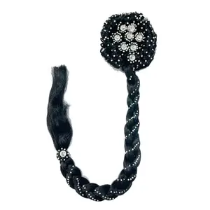 Natth Stone Juda Choti Bridal Wedding Juda Choti, Synthetic Wig (Pack- 01)