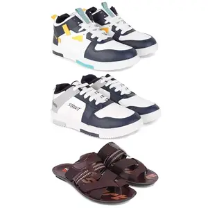 DRACKFOOT Men's Stylish Casual Shoes | Comfortable & Trendy Daily WearPremium Casual Shoes for MenGR-(3-Combo)-1074-1075-3127-6 Multicolor