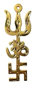 BLESS KRAFT Home Protection Vastu Yantra Trishakti Swastik OM Trishul for Main Door Wall Hanging (Refrred by Vastu Expert)