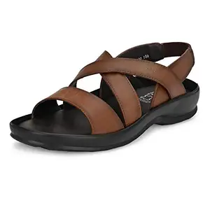 HITZ Men's Tan Leather Open Toe Slip-On Comfort Sandals - 6