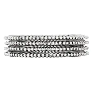 Peora Silver Plated 2.6 inch Metal Bangles Ethnic Fashion Jewellery Gift for Women & Girls