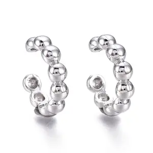 Via Mazzini Fashionable Silver Plated Beaded Design Clip-On Ear Cuff Earrings For Men And Women (ER2432) 1 Pair