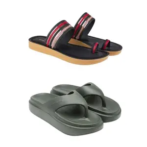 ZENWEAR Extra Soft Classic Casual wear with Flexibility Technology Heel Combo for Women's/Girl's(6144+6111)(5) Multicolor