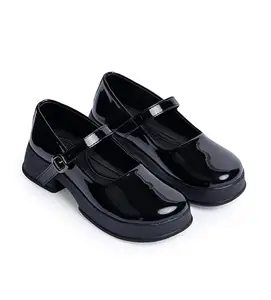 Froh Feet Women's Mary Jane Chunky Shoes Uniform Dress Shoes Round Toe Ankle Strap -Black
