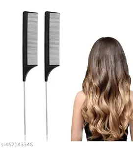 Tail Comb Parting Combs for Braiding Hair Carbon Styling Comb Steel Pin Carbon Fiber Heat Resistant Teasing Combs Pack Of 2