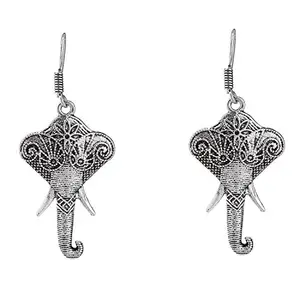 I Jewels Oxidized Silver Elephant Earrings for Women (ES15)