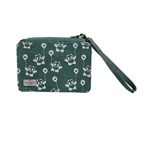 SHOM Panda Doodle Green Wallet-Purse for Women and Girls with Credit/Debit Card Holder Space and Pocket Space for Mobile Phone