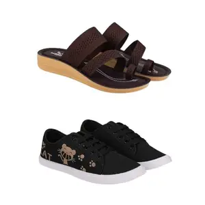 ZENWEAR Extra Soft Classic Casual wear with Flexibility Technology Heel Combo for Women's/Girl's(6141+1629)(5) Multicolor