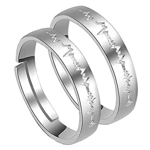 GIVA 925 Silver Heartbeat Couple Rings, Adjustable | Promise Rings For Men & Women | With Certificate of Authenticity and 925 Stamp | With Certificate of Authenticity and 925 Stamp