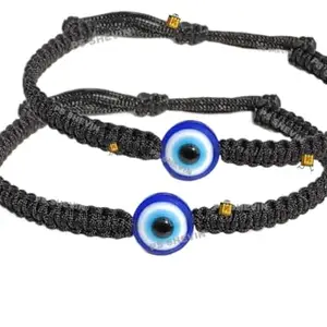 PS SHEVIN HANDMADE Evil Eye Charms Black Thread ADJUSTABLE BRACELET FRIENDSHIP BAND FOR WOMEN MEN Nazar Bracelets (2 Pieces)-AS#3985