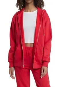 Nairobi Women's Zipper Jacket Long Sleeve Hooded Neck Zipper Closure Fleece Sweatshirt Crafted with Comfort Fit for Winter Wear RED 2XL