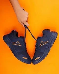 Men's Trail Running Shoes, Mesh Upper, Lace-up Closure, 30 cm Navy Blue