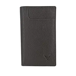 REDHORNS Genuine Leather Credit Card Holder Wallet for Men & Women | Leather Slim & Compact Purse with 10 Card Slots | Unisex Design Card Holder (Brown)