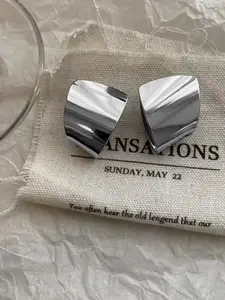 Designer Stud Earrings for Women and Girls | Tops | Fancy Curved Earrings Stainless Steel Drops & Danglers D1D2