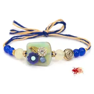 To The Nines Elegant Floral Rakhi for Brother with Tilak Material and Greeting Card