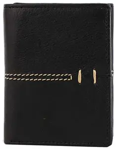 Vihaan Men Black Pure Leather Wallet 6 Card Slot 2 Note Compartment