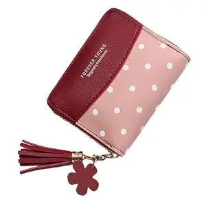SYGA PU Leather Mini Zipper Wallet Bifold Wallet for Women, Red