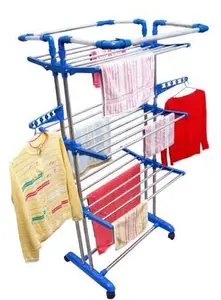 Dervino Heavy Duty Rust-Free Stainless Steel 3-Tier Super Jumbo Cloth Drying Stand | Clothes Dryer Stands | Laundry Racks with Wheels for Indoor | Outdoor | Balcony