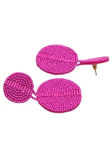 Crunchy Fashion Jewellery Boho Handmade Pink Round Drop Dangle Earring For Girls and Women