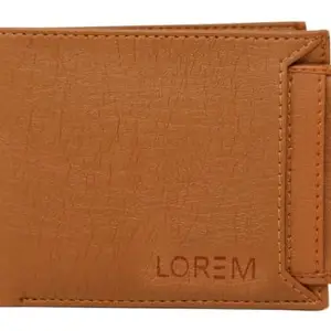 LOREM Tan Removable Card Holder Bi-Fold Faux Leather 7 ATM Card Slots Wallet for Men WL03-UF