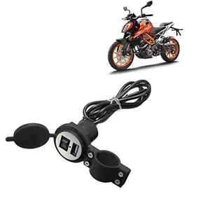 Autokraftz Black Waterproof Phone Adapter Stand USB Battery Charger for Bike/Cycle Handle with Switch KTM Duke 390