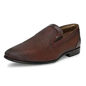 HITZ Men's Tan Leather Slip-On Shoes - 8
