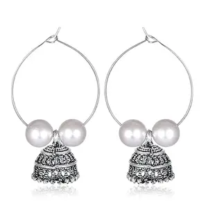 VFJ VIGHNAHARTA FASHION JEWELLERY Women & Girl Elegant Beautiful Oxidised Pearl Jhumki Earring [VFJ2356ERG]