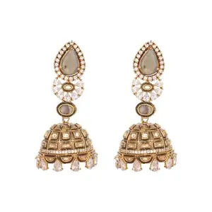Yinara 22K Gold Plated Aureate Swirl Jhumki Earrings