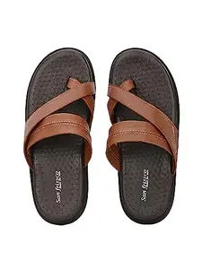 San Frissco Men's Sandal with Cushioned Footbed/Ultra Soft Lightweight Durable Chappal for Outdoor Use/Festive Ethnic Wedding Slip on Slippers for Men - 7 (Tan) RR 011 TAN-7.