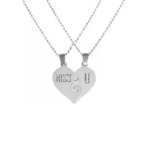 Shiv Jagdamba Valentine Gift Miss U Couple Locket Pendant Necklace Stainless Steel Pendant Set ShivPn01061