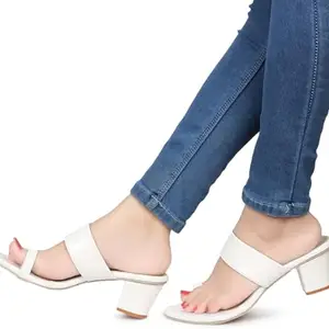 Picktoes SC-R-373 Women's White Synthetic Leather Casual Heel Sandal