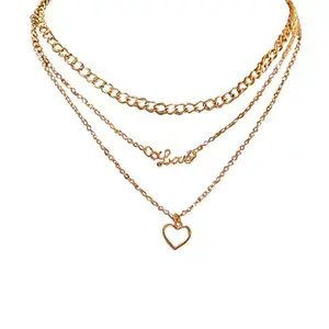 Jewels Galaxy Jewellery For Women Gold Plated Hearts inspired Layered Necklace (CT-NCKF-44271)
