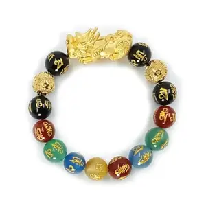 ASTROGHAR Tibetan Buddhis Om Mani Padme Hum Mantra Engraved Crystals With Pi Yao Pi Xiu Bracelet