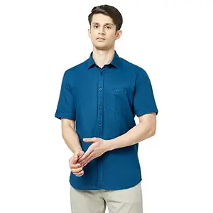 Crimsoune Club Men Plain Blue Short-Sleeved Shirt (S)