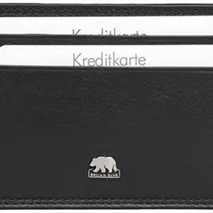 BROWN BEAR Genuine Leather RFID Blocking Slim Stylish Credit Debit ATM Card Holder Wallet for Men Women with Gift Box (Black)
