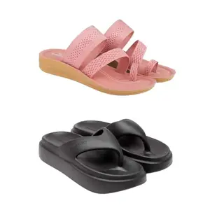 SPORTER Extra Soft Classic Casual wear with Flexibility Technology Flip-Flop Combo for Women's/Girl's(6142+6109)(4) Multicolor
