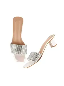 TRYME Embellished Block Heel Sandals Comfortable & Trendy Party Heels for Girls & Women