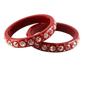 MAYA FASHION Red Stone Acrylic Bangle With Very Extra Large Size Elegant Extra Large Size Bangle | Perfect Fit for Plus Size banglesTrendy and Comfortable Fit for woman and girls | (Sku-ban910)