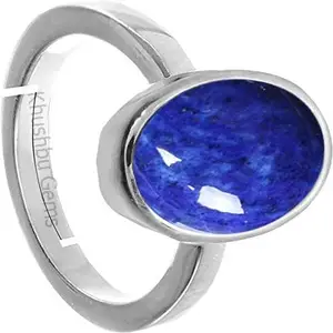 KRGEMS Adjustable Lapis Lazuli Gemstone Silver Ring for Unisex (14.25 Carat)
