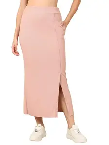 NEUDIS Women's Cotton Blended Slit Skirt with Pocket, Pink