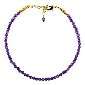 RRJEWELZ Amethyst Bracelet for Men & Women – 2-2.5mm Round Faceted Purple Beads – 7 inch Adjustable with Gold Plated Clasp – Healing, Fashion, Gift, Spiritual, Yoga|LCBR_RR_00362