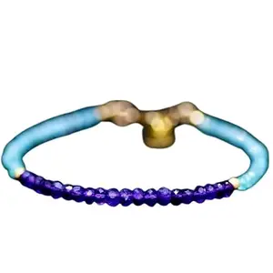 RRJEWELZ Amethyst & Apatite bracelet for men & women - 3.5mm Round & Rondelle Faceted beads - 7 Inch with Gold plated clasp – Healing, Fashion, Gift, Spiritual, Yoga|LCBR_RR_06676