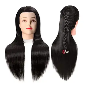 KAVIN Hair Practicing/Styling & Makeup Dummy Head with Stand Synthetic Hair Dummy Doll for Salon Use