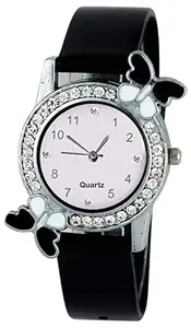 ON TIME OCTUS Analog White Dial Girl's and Women's Watch (Black)